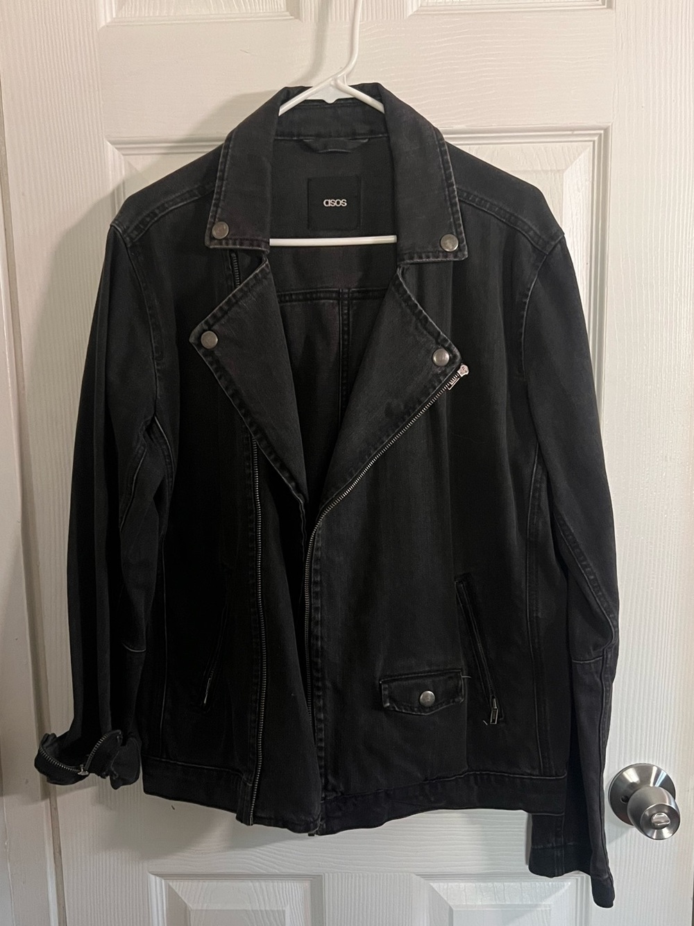 ASOS Black Men's Black Denim Jacket | 100% Cotton | Size Medium
